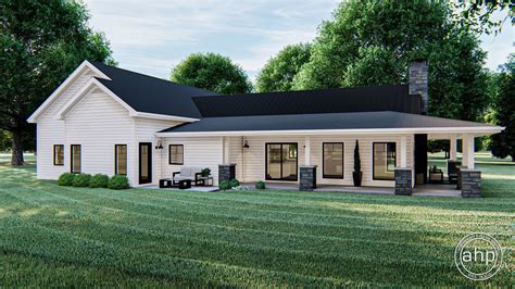 Barndominium House Plan W Wrap Around Porch And Open Floor Plan