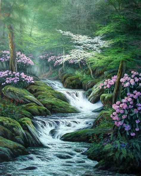 Egidio Antonaccio Landscape Paintings Waterfall Paintings Waterfall Art