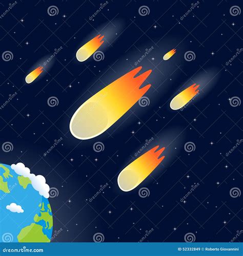 Comets Meteors Or Asteroids Falling Stock Vector Illustration Of