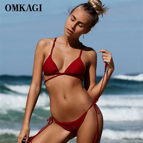 Buy Omkagi Brazilan Bikini 2017 Swimwear Swimsuit Women Push Up Sexy Tassel