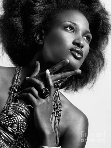 beauty portrait of african american woman wearing jewellery blac photograph by maxim images