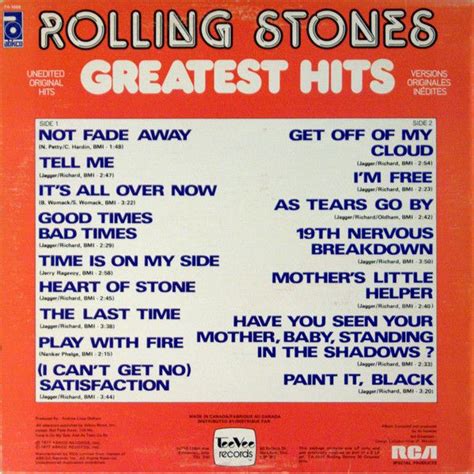 Rolling Stones Greatest Hits Vol 1 Références Discogs Rolling