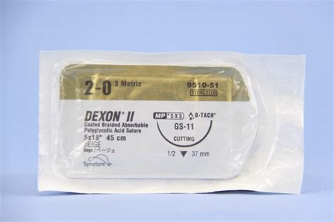 Covidien Suture 9510 51 2 0 Medtronic Dexon Ii Beige 5 X 18 Gs 11