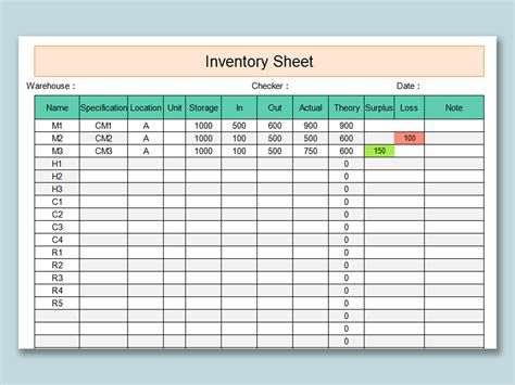 Excel Of Pink And Green Simple Inventory Sheet Xlsx Wps Free Templates