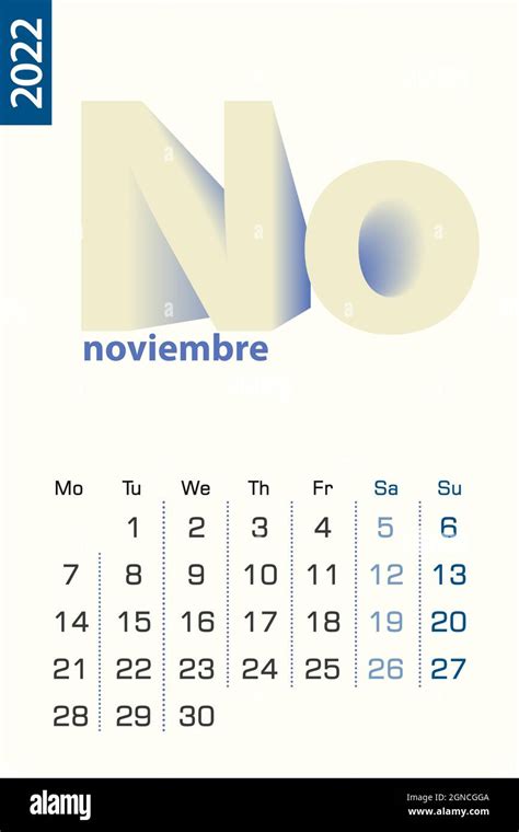 November Month In Spanish Calendar Stock Vector Images Alamy