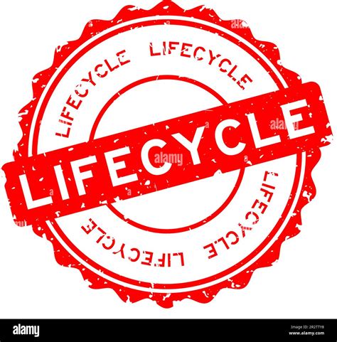 Grunge Red Lifecycle Word Round Rubber Seal Stamp On White Background