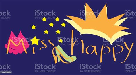 Miss Happy Logo On A Purple Background Stock Illustration Download