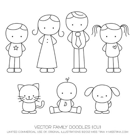 How to draw a happy family, step by step, for kids (easy). Family Doodles Digital Stamps Clipart Clip Art ...