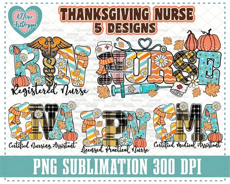 Thanksgiving Nurse Bundle Pngrn Cna Cma Lpn Fall Nurse Etsy