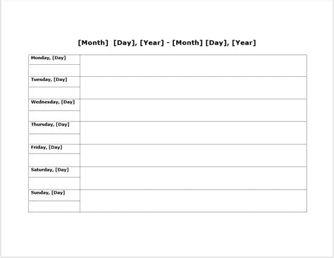 Weekly schedule templates