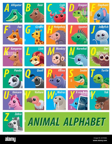 Ilustración Vectorial Del Alfabeto De Los Animales Para Niños
