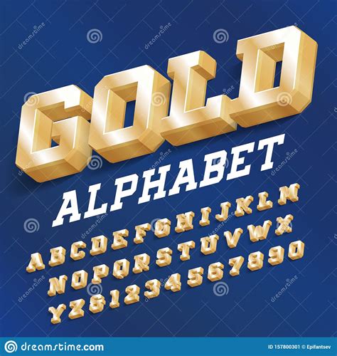 Gold Alphabet Font 3d Golden Serif Letters And Numbers With Shadow