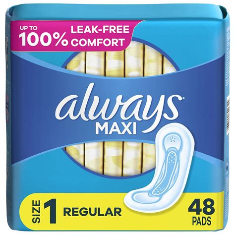 Always Maxi Feminine Pads Without Wings For Women Regular Absorbency