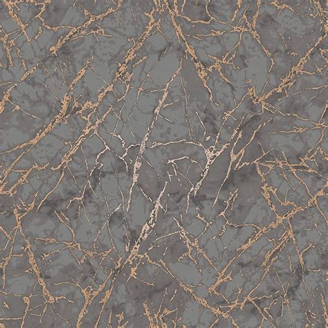 Fine Decor Marblesque Marble Charcoal And Bronze Metallic Wallpaper