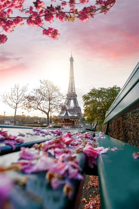 Eiffel Tower During Spring Time In Paris France Stock Image Image Of