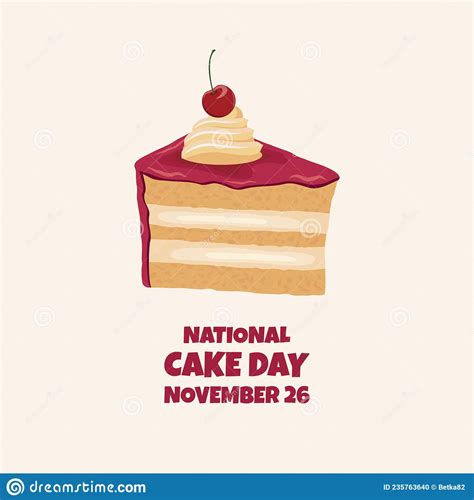 National Cake Day Poster With Fruit Cake With Cherry On Top Vector