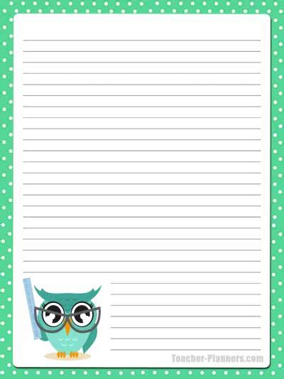 Cute Owl Stationery Free And Printable Line Paper For Publishing