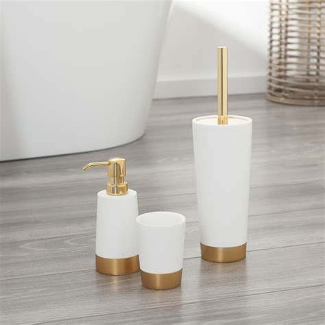 Shop Sealskin 3 Piece Bathroom Accessories Set Glossy White And Gold