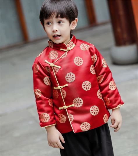 Boys Long Sleeve Dragon Embroidered Chinese Tang Suit Jacket