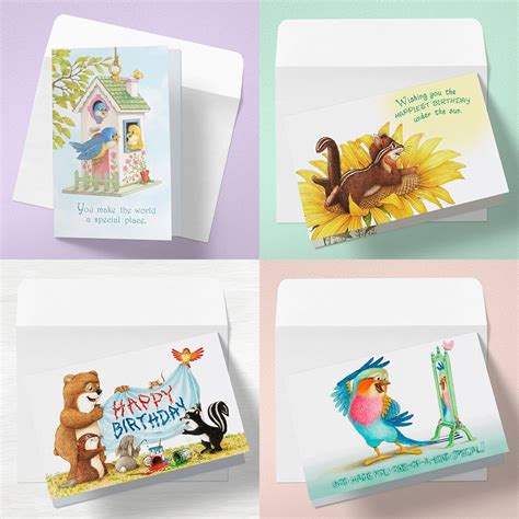 Friendly Kritters Assorted Set Of 4 Birthday Card Designs Set 1 In
