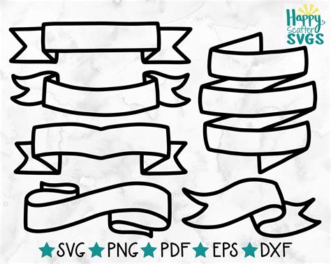Banner Svgs 6 Shapes Included Ribbon Cut File Banner Etsy