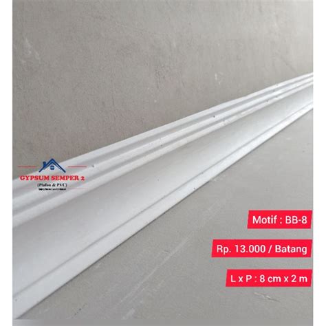 Jual List Gypsum Motif Belah Bambu 8 Cm Lis Profil Gypsum Plafon Pvc