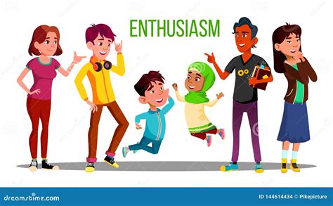 Enthusiastic Multiethnic Students Adults Children Vector Characters