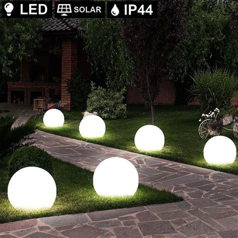 etc-shop LED Gartenstrahler, 6x LED Solar Kugel Lampen 10cm Durchmesser