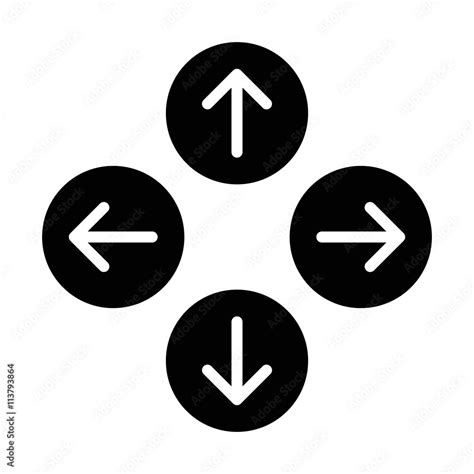 Up Down Left Right Or North East South West Round Arrows Flat Icon For