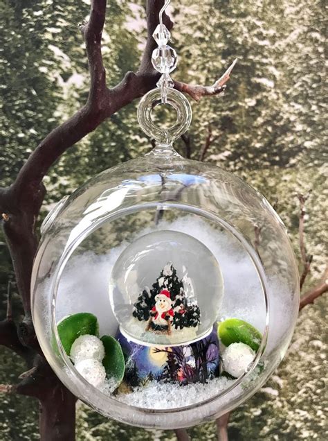 Snow Globe In A Globe Ornament Actual Snowglobe Christmas Etsy
