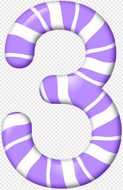 Free Download White And Purple Number 3 Candy Cane Number Three