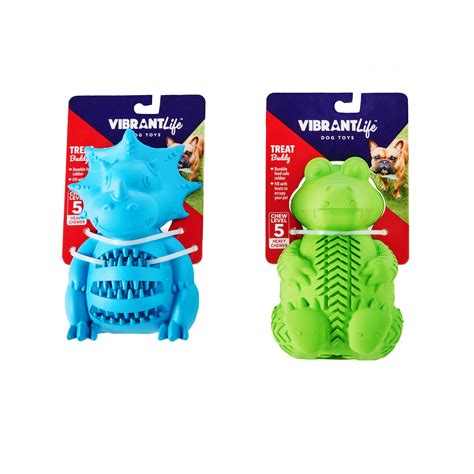 Vibrant Life Treat Buddy Rubber Dinosaur Dog Toy Assorted Color May