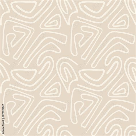 Aesthetic Printable Seamless Pattern With Abstract Line Brush Stroke
