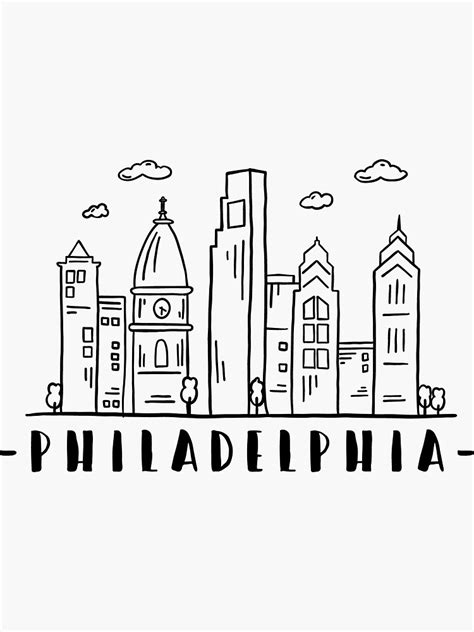 Travel Diary Art Philadelphia Skyline Philadelphia Pennsylvania City