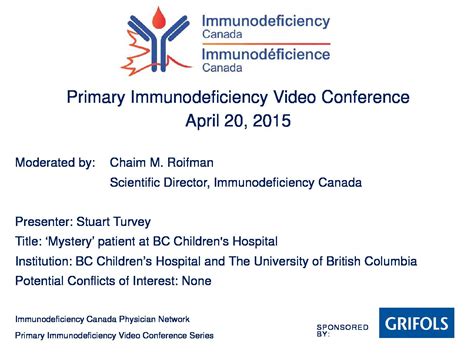 Pidvc Presentation 2 April 20 2015 Pdf 1 Immunodeficiency Canada