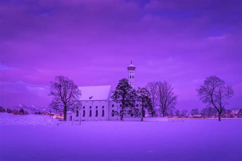 Church At Sunset In Winter Hd Wallpaper Background Image 2047x1365