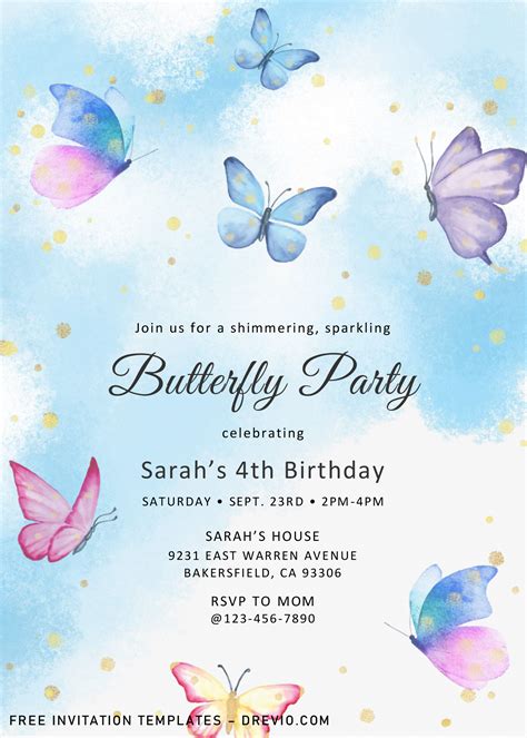 Magical Butterflies Invitation Templates Editable Docx Download