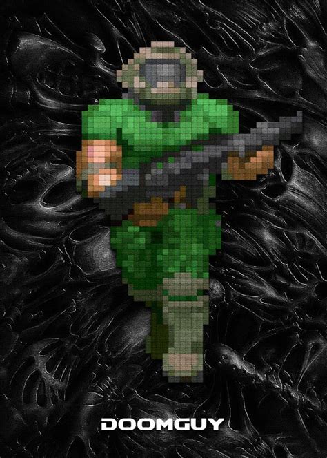 Doom Doomguy By Bgw Beegeedoubleyou Metal Posters Pixel Art Doom