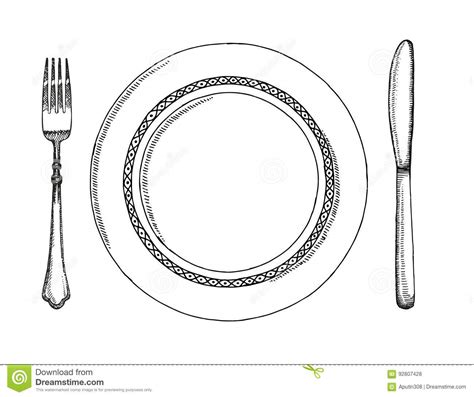 Et oui car dans assiettes & découvertes, il y a découvertes. Couteau Et Fourchette Dessin De Main D'illustration De Vecteur De Couverts Illustration de ...
