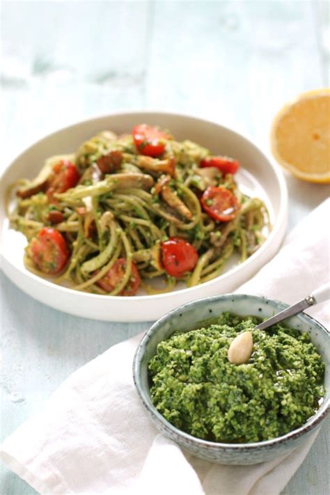 Pasta met spinazie amandel pesto jaimyskitchen nl