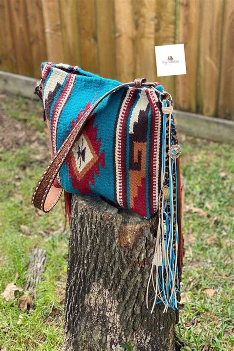Turquoise And Brown Saddle Blanket Bag Etsy Purses And Bags Bags