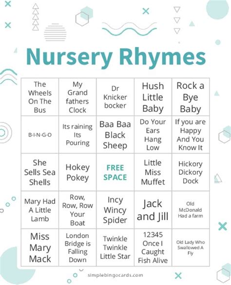 Printable Nursery Rhymes Bingo