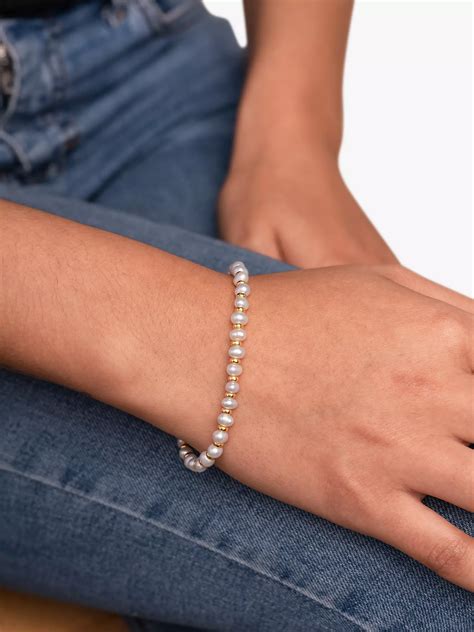 Dower And Hall Halo Freshwater Pearl Bracelet Gold At John Lewis And Partners