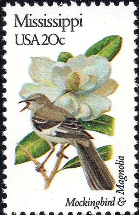 Five 20c Mississippi State Bird And Flower Stamps Vintage Etsy