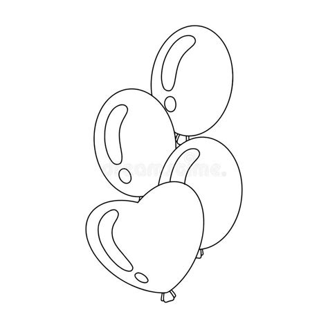 Coloring Book Page For Kids Birthday Balloons Cartoon Style Stock