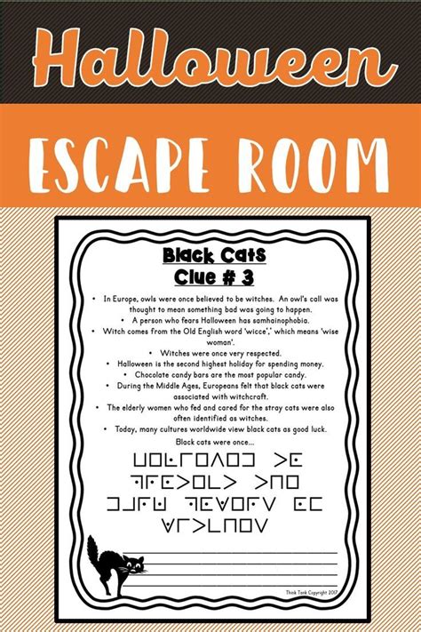 Halloween Escape Room October Activity Think Tank Teacher