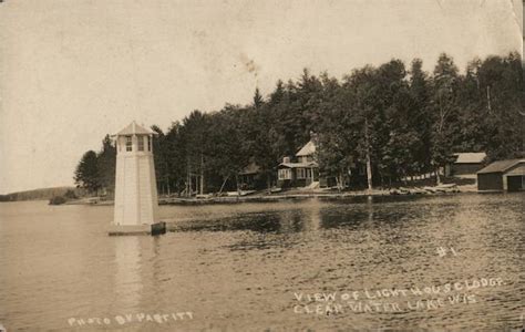 View Of Lighthouse Lodge Clearwater Lake Wi Pagritt Postcard