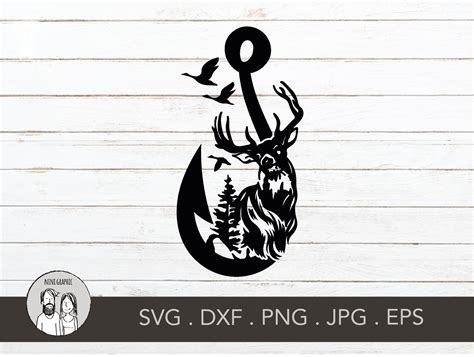 Deer And Fish Fish Hook SVG Hunting Svg Fishing Svg Eps Etsy