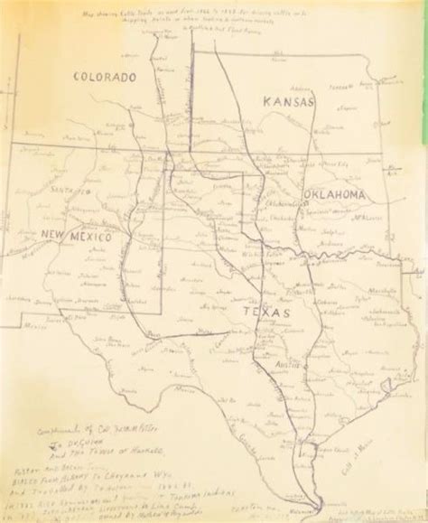 The Great Texas Cattle Trail Guide Book And Map 1875