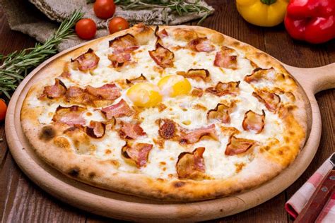 Carbonara Pizza Stock Photo Image Of Italian Nobody 13673966